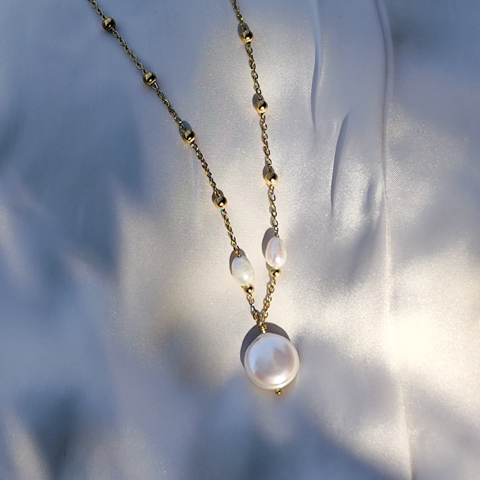 Colier Lysa Pearl placat cu aur