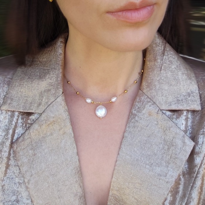 Colier Lysa Pearl placat cu aur
