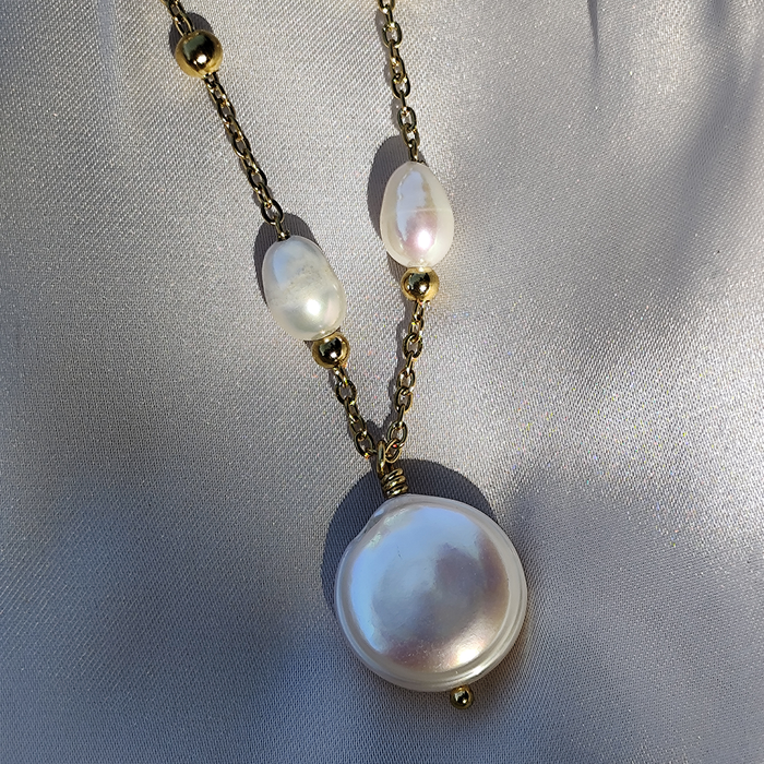 Colier Lysa Pearl placat cu aur
