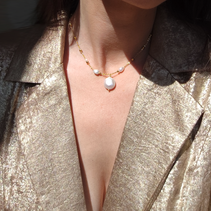Colier Lysa Pearl placat cu aur