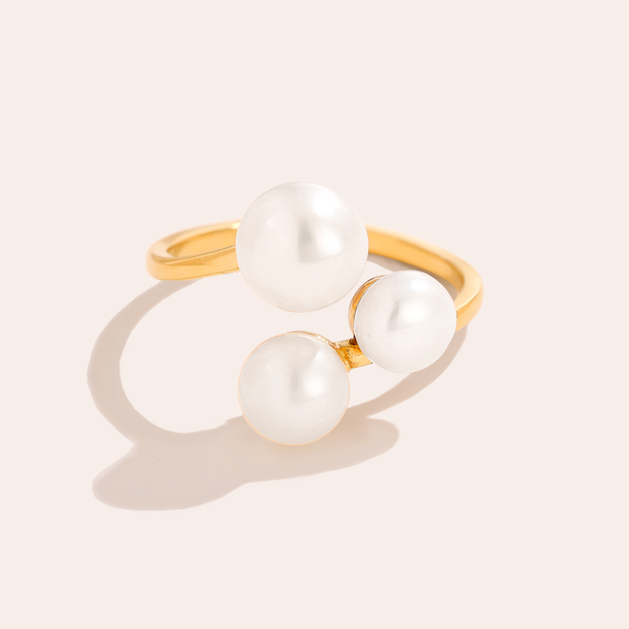 Inel TRIO PEARL placat cu aur