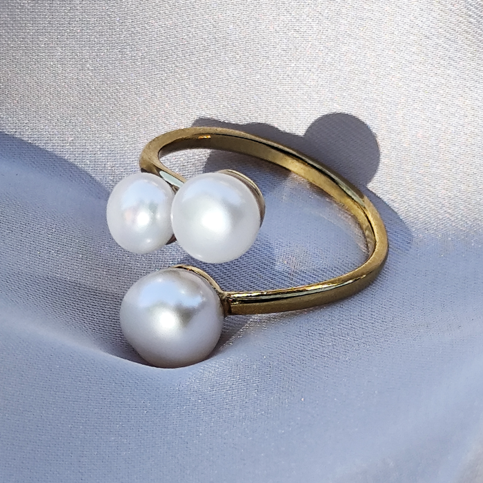 Inel TRIO PEARL placat cu aur