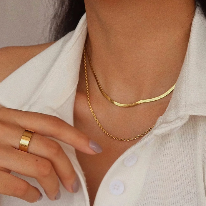 Set doua coliere Herringbone & Twist