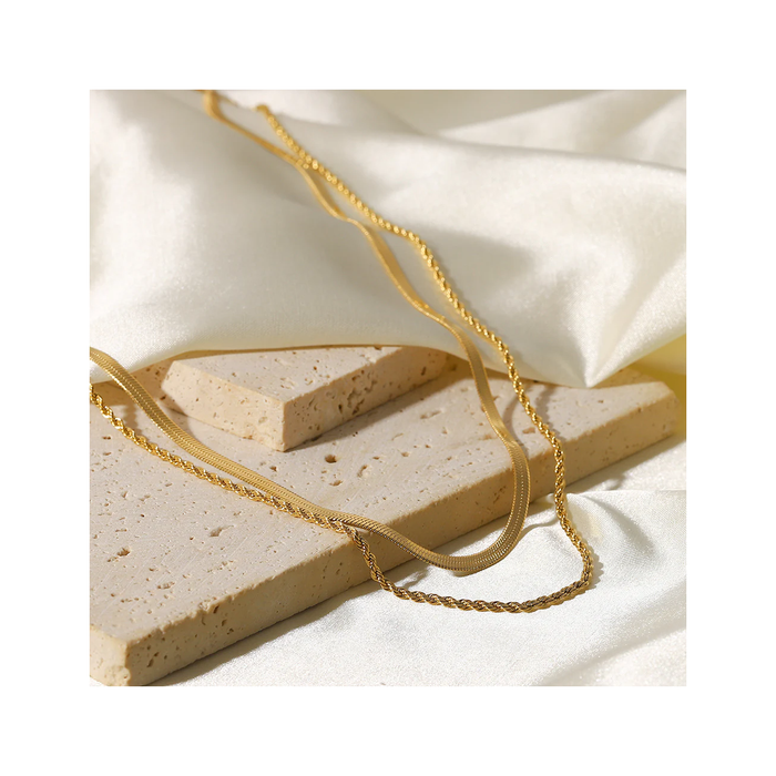 Set doua coliere Herringbone & Twist