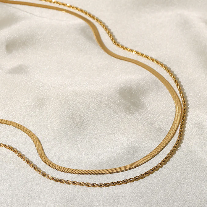 Set doua coliere Herringbone & Twist
