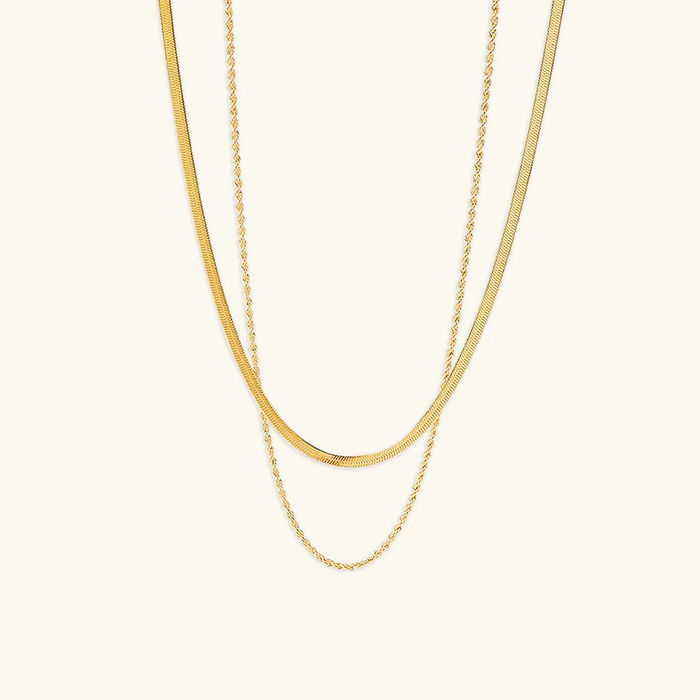 Set doua coliere Herringbone & Twist